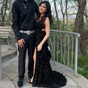 Black shimmer prom dress